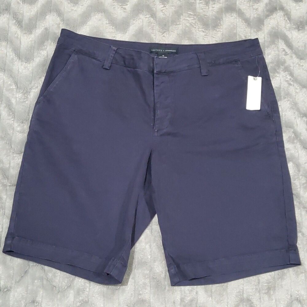Sanctuary X Anthropologie Mens 31 Navy Blue Flat Front Cotton Blend Shorts NWT